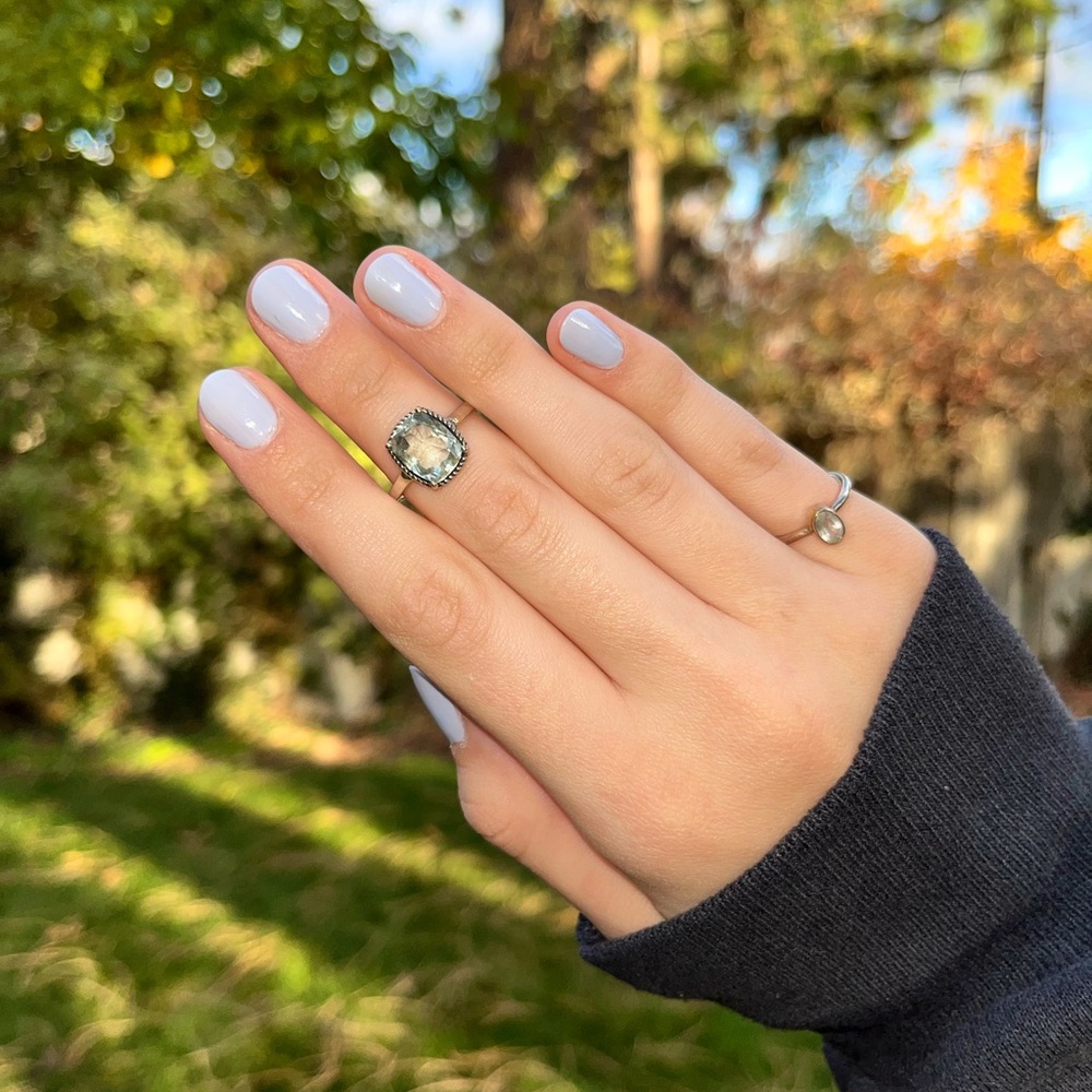 Green Amethyst Sterling Silver Ring
